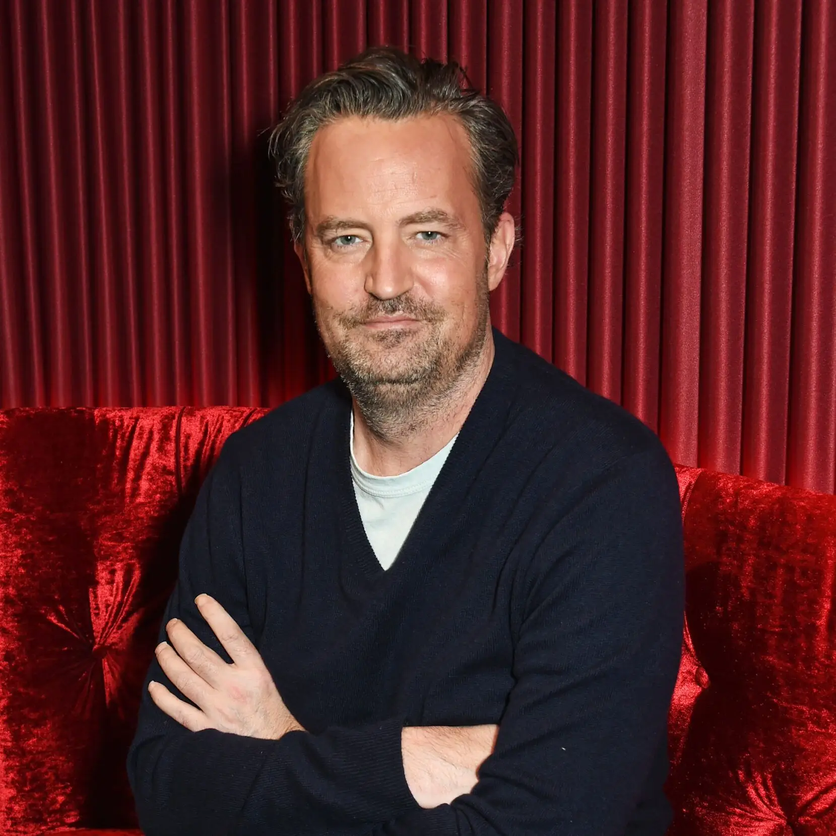 LONDON, ENGLAND – FEBRUARY 08: Matthew Perry poses at a photocall for “The End Of Longing”, a new play which he wrote and stars in at The Playhouse Theatre, on February 8, 2016 in London, England. (Photo by David M. Benett/Dave Benett/Getty Images)