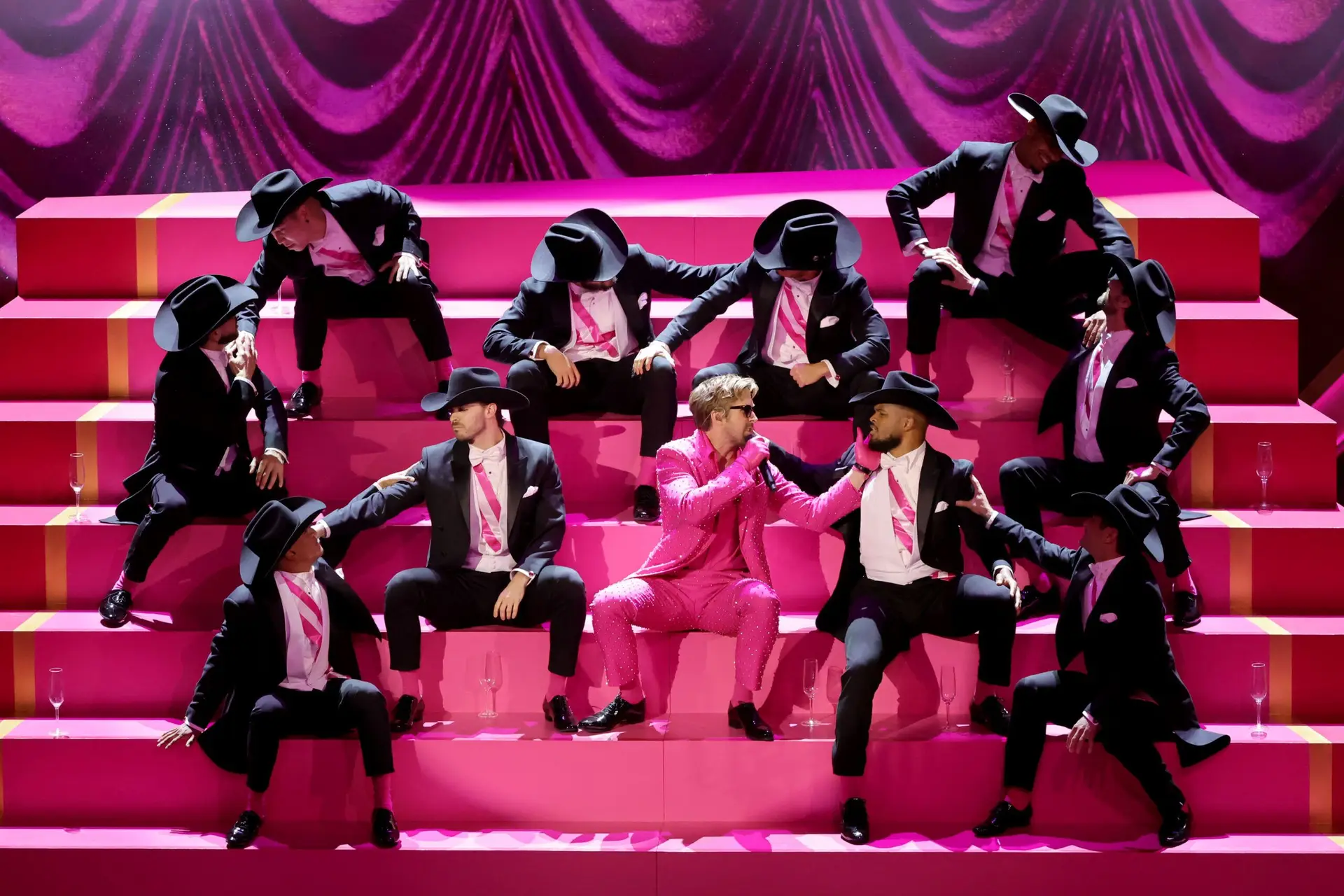 HOLLYWOOD, CALIFORNIA – MARCH 10: Ryan Gosling performs ‘I’m Just Ken’ from “Barbie” onstage during the 96th Annual Academy Awards at Dolby Theatre on March 10, 2024 in Hollywood, California. (Photo by Kevin Winter/Getty Images)