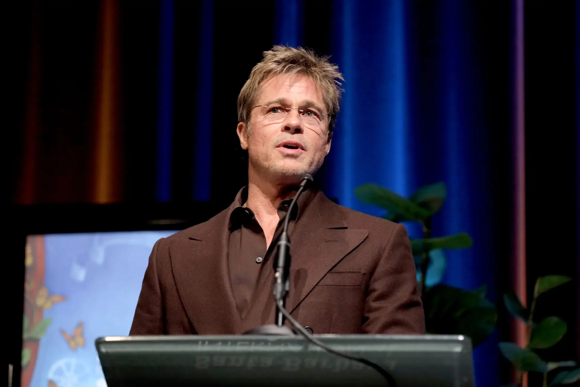 SANTA BARBARA, CALIFORNIA – FEBRUARY 08: Brad Pitt speaks onstage at the Outstanding Performer of the Year Award ceremony during the 39th Annual Santa Barbara International Film Festival at The Arlington Theatre on February 08, 2024 in Santa Barbara, California. (Photo by Rebecca Sapp/Getty Images for SBIFF)