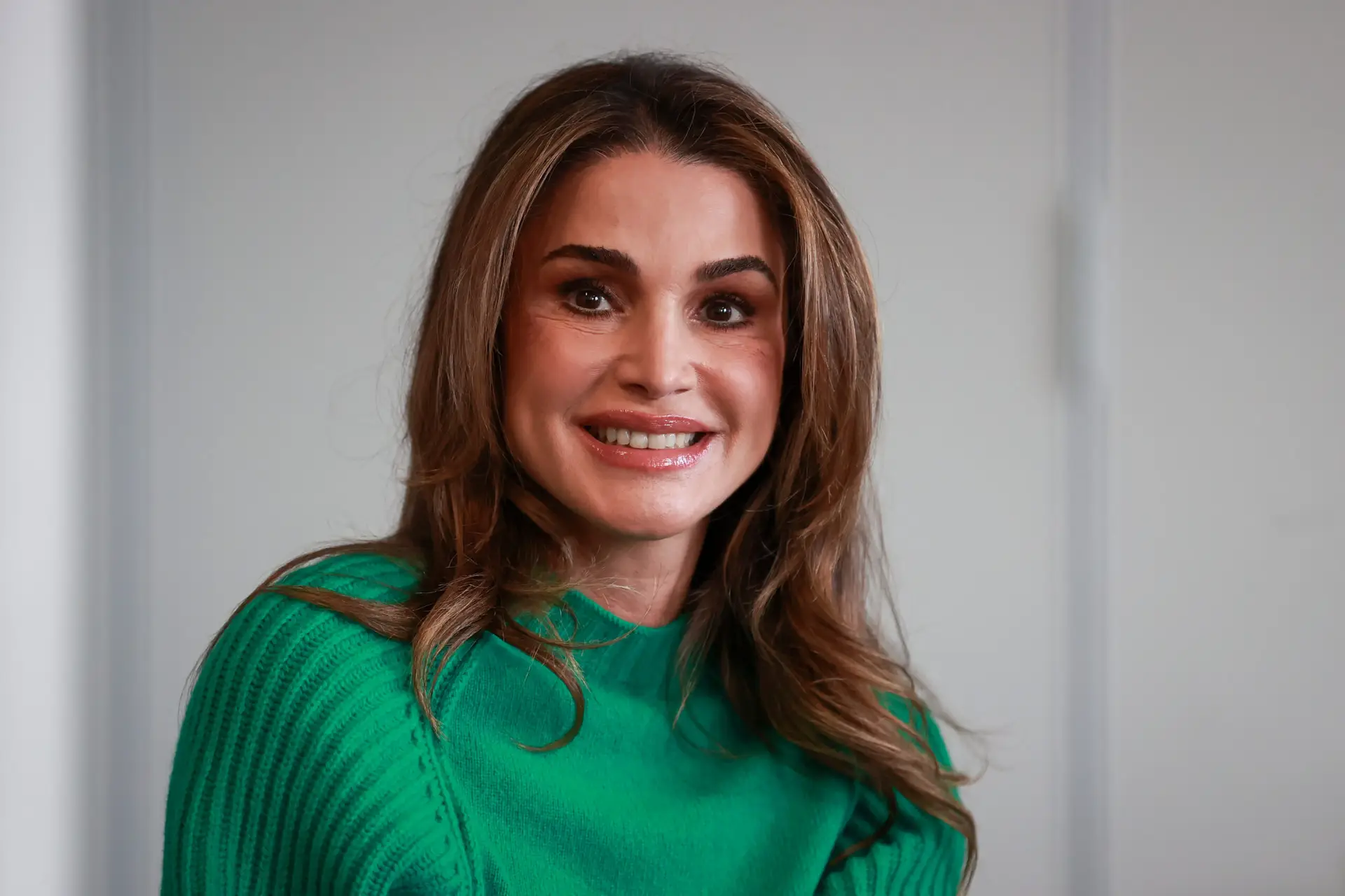Queen Rania of Jordan during her visit to the Conway Education Centre at Conway Mill in Belfast, during her visit to the One Young World Summit. Picture date: Tuesday October 3, 2023. (Photo by Liam McBurney/PA Images via Getty Images)