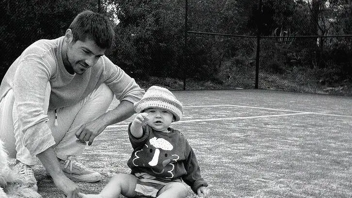 Lourenco Ortigão e o filho, Vicente Blue