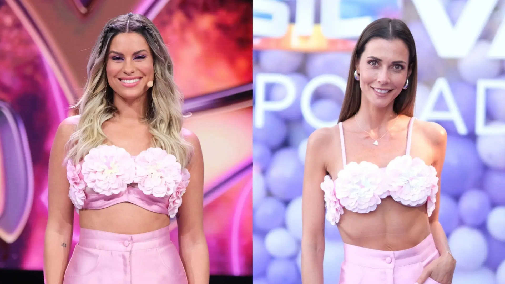 O mesmo look, ocasiões diferentes: Carolina Loureiro e Cláudia Borges brilham com conjuntos iguais