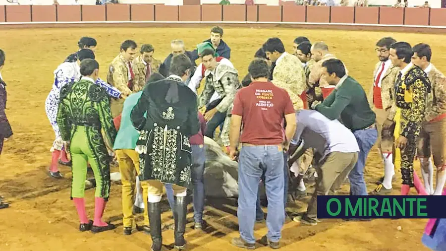 Dois forcados e dois cavaleiros feridos numa corrida de touros em Coruche