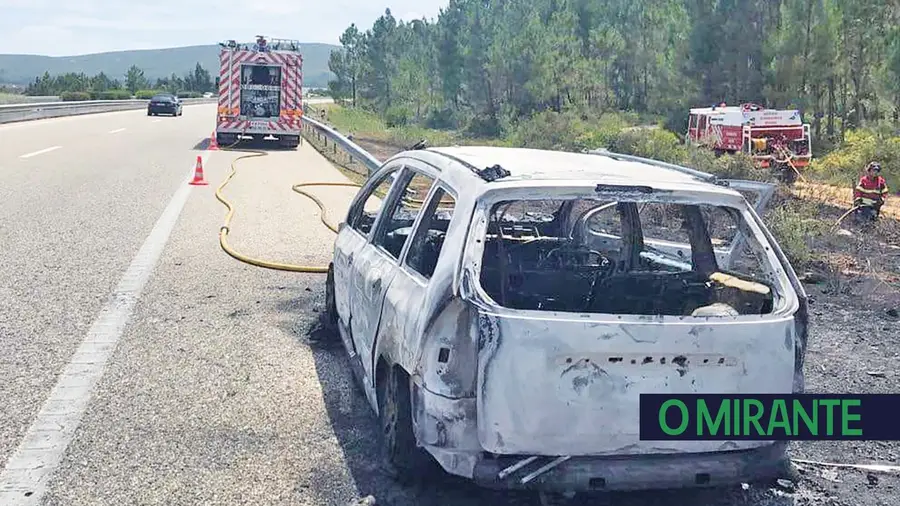 Incêndio em  viatura alastra à  vegetação da  auto-estrada em  Fátima