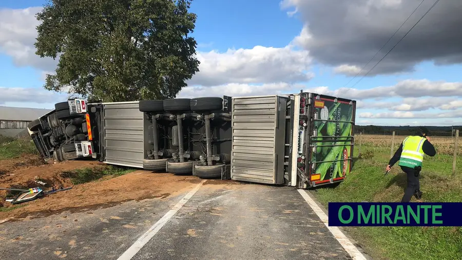 Despiste de camião obrigou ao corte da EN365 entre a Golegã e o Entroncamento