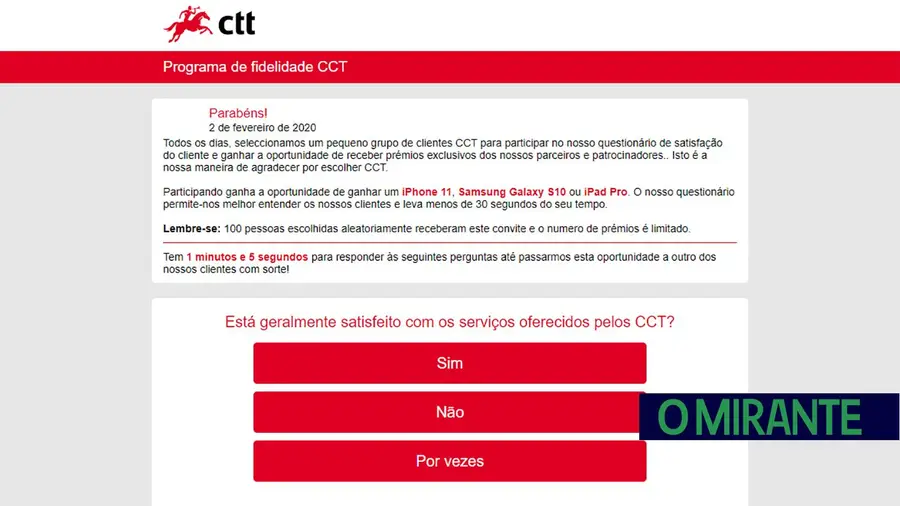 CTT estão a servir de imagem para burlas por telemóvel