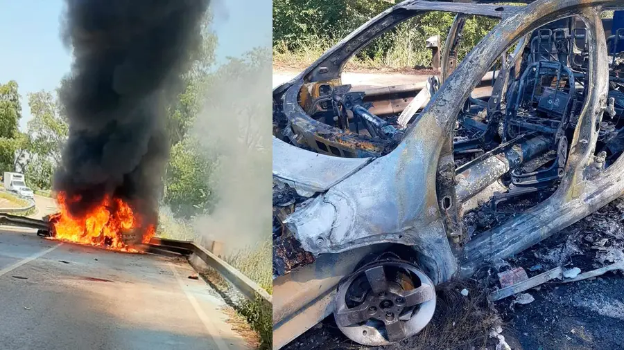 Militar da GNR salva jovem de carro em chamas em Azeitada