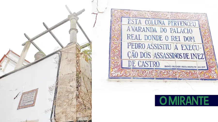 Coluna que testemunhou o drama de Pedro e Inês ameaçada pela ruína Coluna que testemunhou o drama de Pedro e Inês ameaçada pela ruína