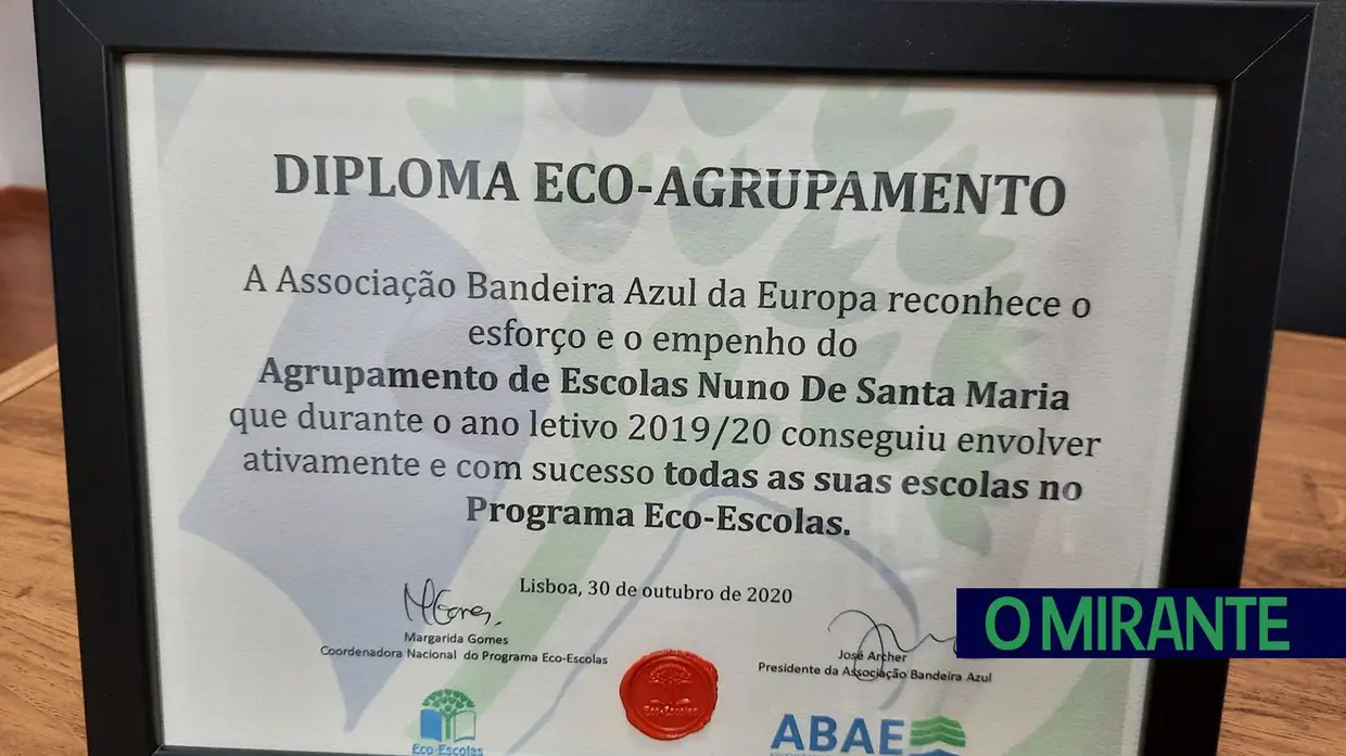 Agrupamento de escolas Nuno de Santa Maria de Tomar é Eco-Agrupamento