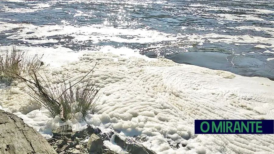 Espuma branca volta a sujar águas do Tejo em Abrantes Espuma branca volta a sujar águas do Tejo em Abrantes