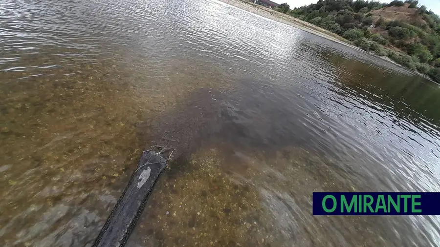 No dia 19 de Junho, os esgotos corriam para o Tejo a meio do rio, através deste emissário colapsado que outrora ligou a rede de esgotos de Constância à ETAR da Caima