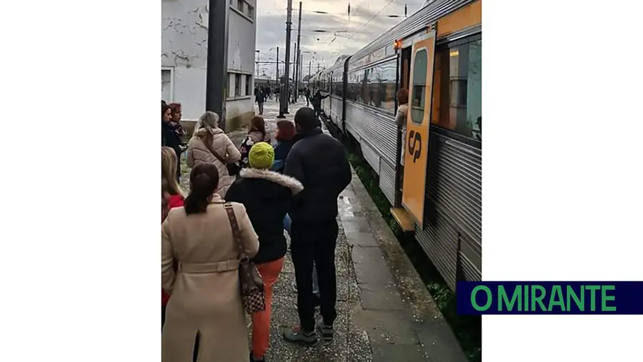 Comboios parados na Linha do Norte na estação do Setil Comboios parados na Linha do Norte na estação do Setil