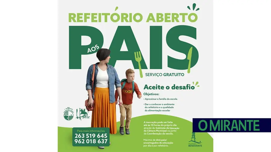 Câmara de Benavente abre refeitórios escolares aos pais Câmara de Benavente abre refeitórios escolares aos pais