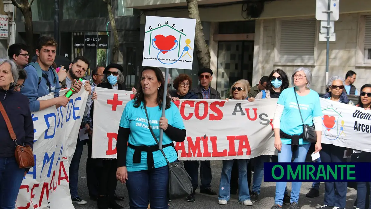 Utentes do concelho de Vila Franca de Xira protestam em frente ao Ministério da Saúde