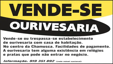 Vende-se Ourivesaria Vende-se Ourivesaria