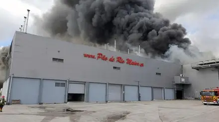 Vistorias técnicas após incêndio que destruiu fábrica de pão em Rio Maior