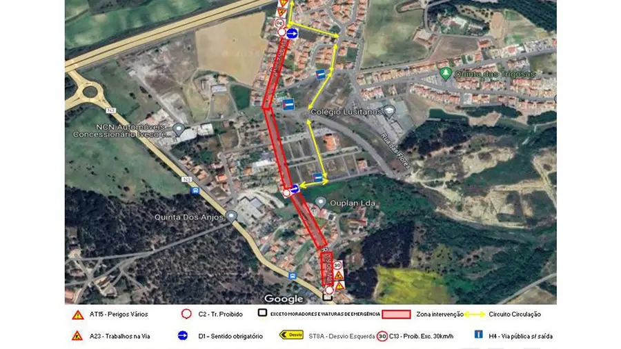 Suspensão da circulação rodoviária na Rua 19 de Março na Portela das Padeiras