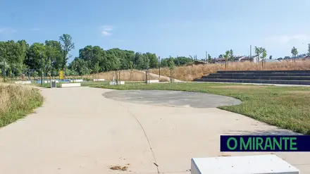 Parque do Flecheiro com árvores a secar e iluminação por ligar Parque do Flecheiro com árvores a secar e iluminação por ligar