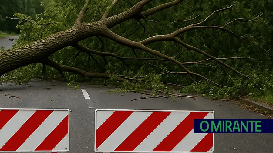 Queda de árvore corta estrada na Ribeira de Santarém