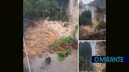 Muro tomba para dentro de quintal no Vale de Santarém