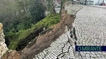 Troço de muralha desaba em miradouro de Santarém