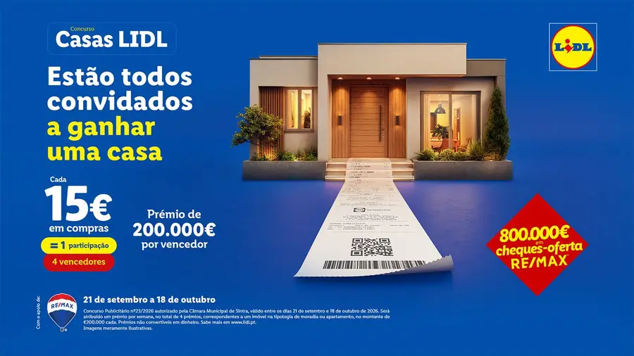 Lidl e RE/MAX voltam a oferecer casas aos portugueses na 5.ª edição do Concurso Casas