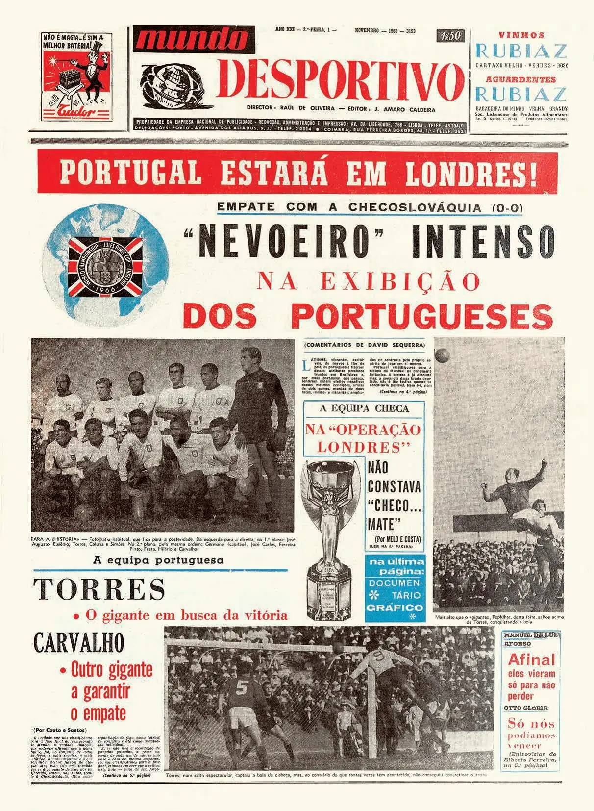 FASE DE APURAMENTO. Mundo Desportivo, 1 de novembro de 1965