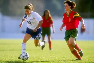 Maria João Xavier (à direita) foi internacional portuguesa em 76 jogos