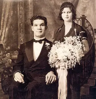 Casamento com Mary Loreto Oliveira, nos EUA, em 1932