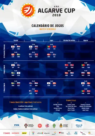 O calendário da Algarve Cup 2018