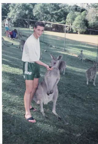 Andrade, na Austrália, com um canguru