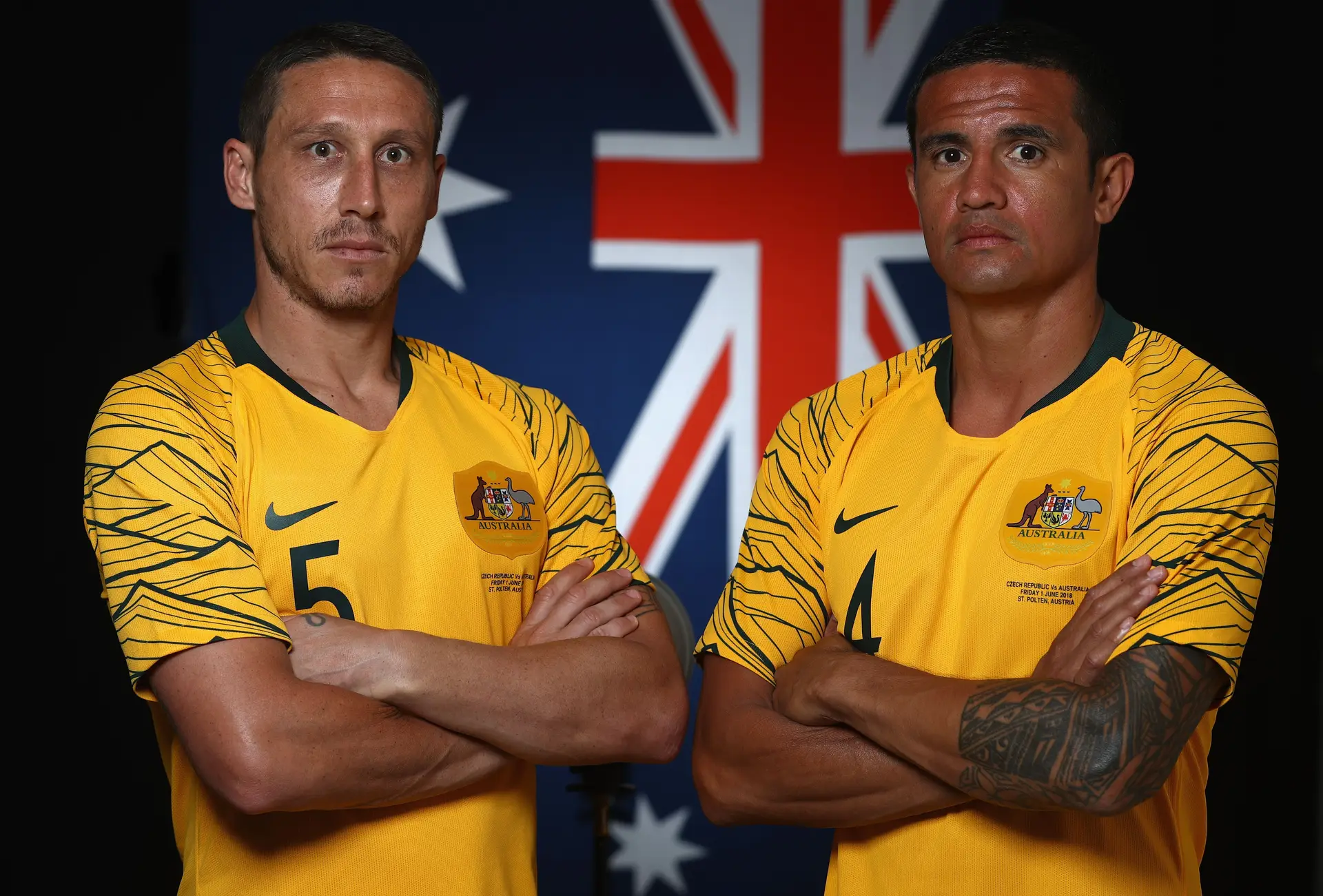 Mark Milligan e Tim Cahill, dois dos veteranos da seleção australiana