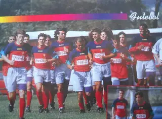 José Soares, o 1º à direita, num treino antes do Mundial do Qatar de 1995
