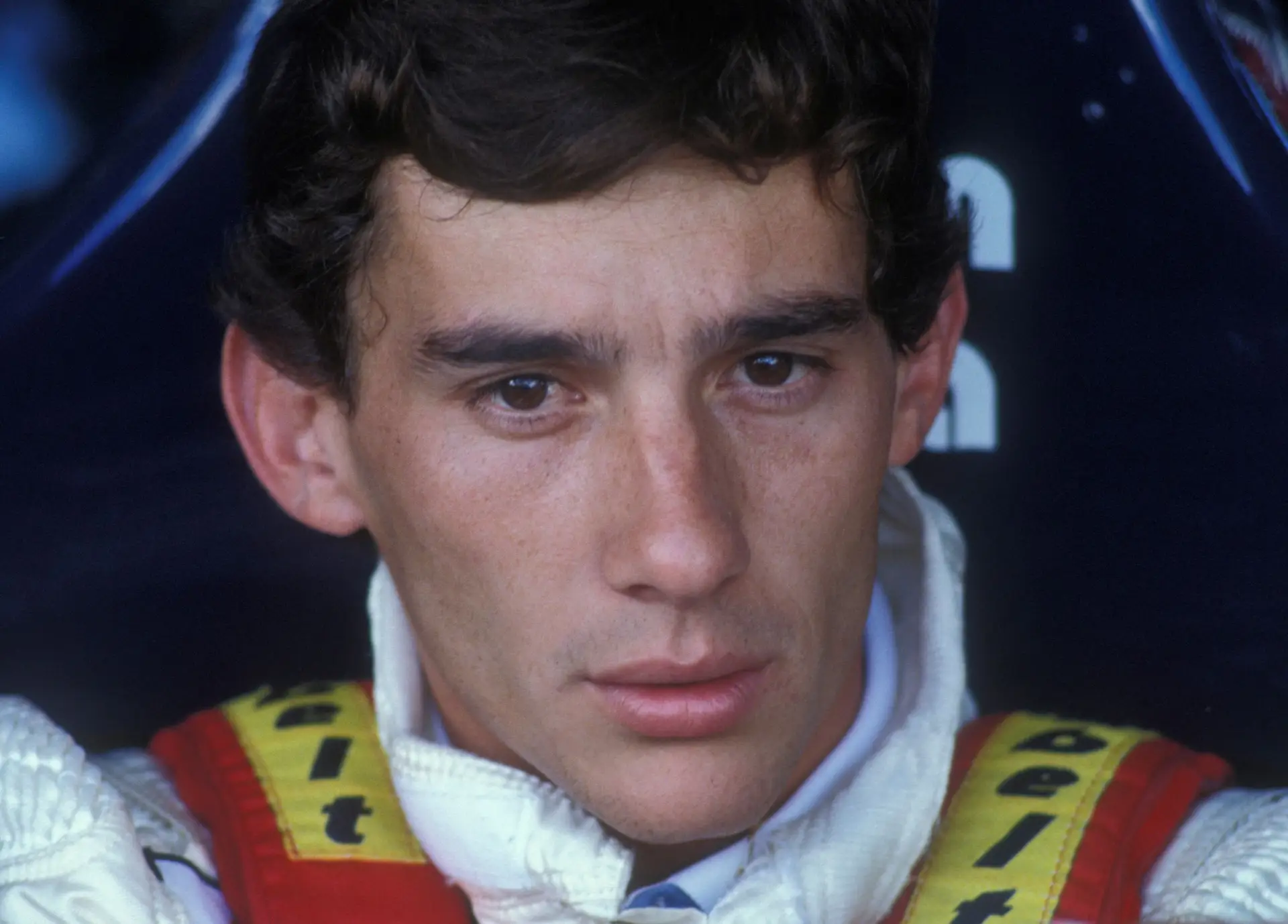 Ayrton Senna no treinos livres do GP Brasil de 1984, a sua estreia na Fórmula 1, num modesto Toleman