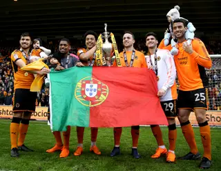 Roderick (à direita) foi para o Wolverhampton na época 2017/18 onde conquistou a Championship, juntamente com outros portugueses