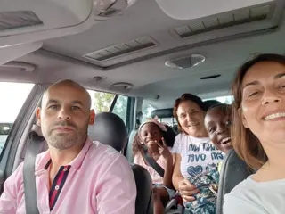 Bruno com a mulher, os filhos e a mãe