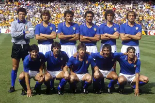 Dino Zoff, Giancarlo Antognoni, Gaetano Scirea, Claudio Gentile, Fulvio Collovati, Francesco Graziani (em cima) Paolo Rossi, Bruno Conti, Gabriele Oriali, Antonio Cabrini, Marco Tardelli (em baixo)