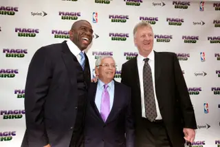 Com Magic Johnson e Larry Bird em 2012