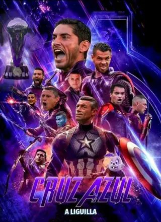 Pedro caixinha (ao centro) num meme do Cruz Azul após a qualificação para uma liguilla