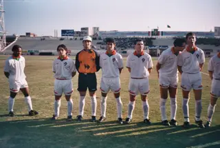 Mário Loja (o 4ª à esquerda) uma das primeiras convocatórias da seleção nacional