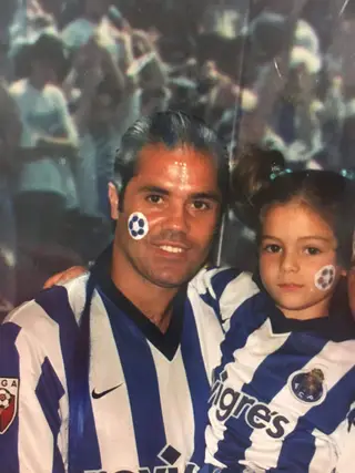 Com a filha Lara durante os festejos de mais um campeonato pelo FC Porto