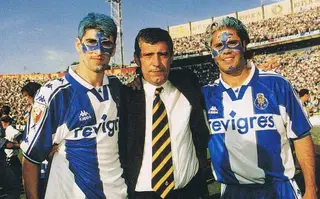 Paulinho Santos, Fernando Santos e Carlos Secretário nos festejos da conquista do campeonato em 1998/99