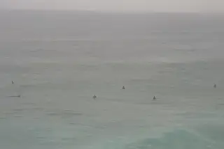 O surf está interdito, mas houve quem fosse surfar no Guincho e a Polícia Marítima interveio. No dia seguinte, o filme repetiu-se
