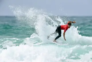 Pedro Coelho no Boardmasters 2019 Surf Festival de Cornwall, Inglaterra, em 2019.