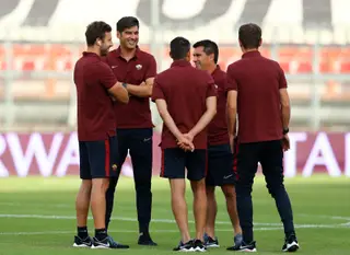 A equipa técnica da AS Roma, 5º classificado da Serie A