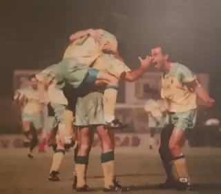 José Mota (à direita) a festejar um golo frente ao Benfica