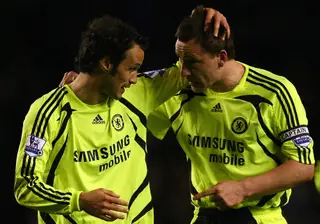 Ricardo e John Terry, com quem fez dupla na defesa do Chelsea