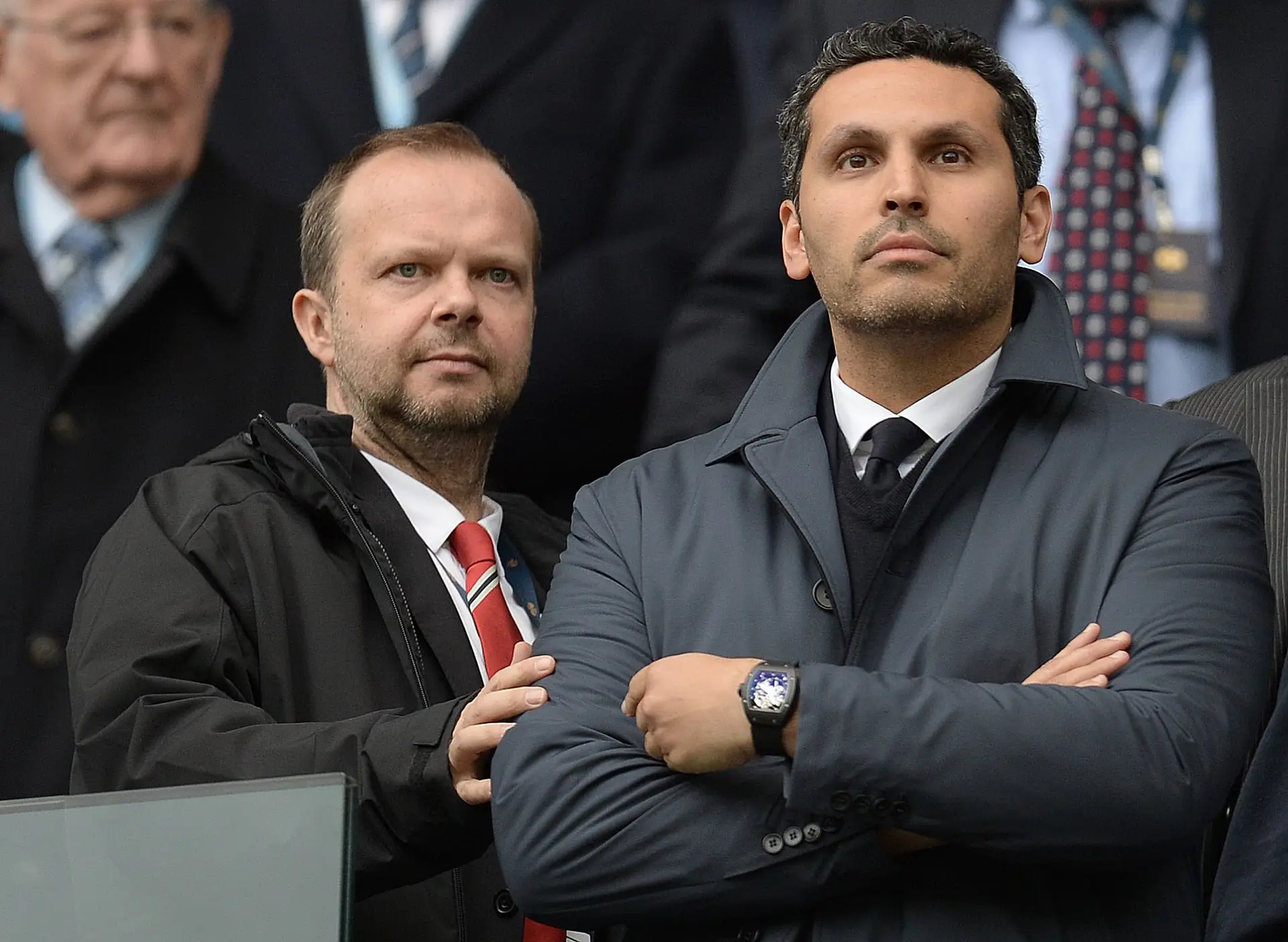 Ed Woodward e Khaldoon al-Mubara, vice-chairman e chairman dos gigantes Manchester United e Manchester City, dois dos 12 clubes fundadores da Superliga