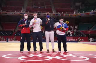 Guram Tushishvili (prata), Lukas Krpalek (ouro), Tamerlan Bashev e Teddy Riner (bronze) 