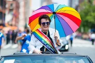 Billie Jean King, na marcha do orgulho em Nova Iorque, em 2018